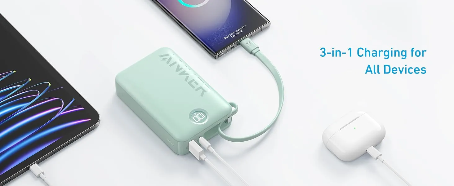 Anker 22.5W 20000mAh Power bank Built In USB C Cable | A1647 for Sale in Pakistan