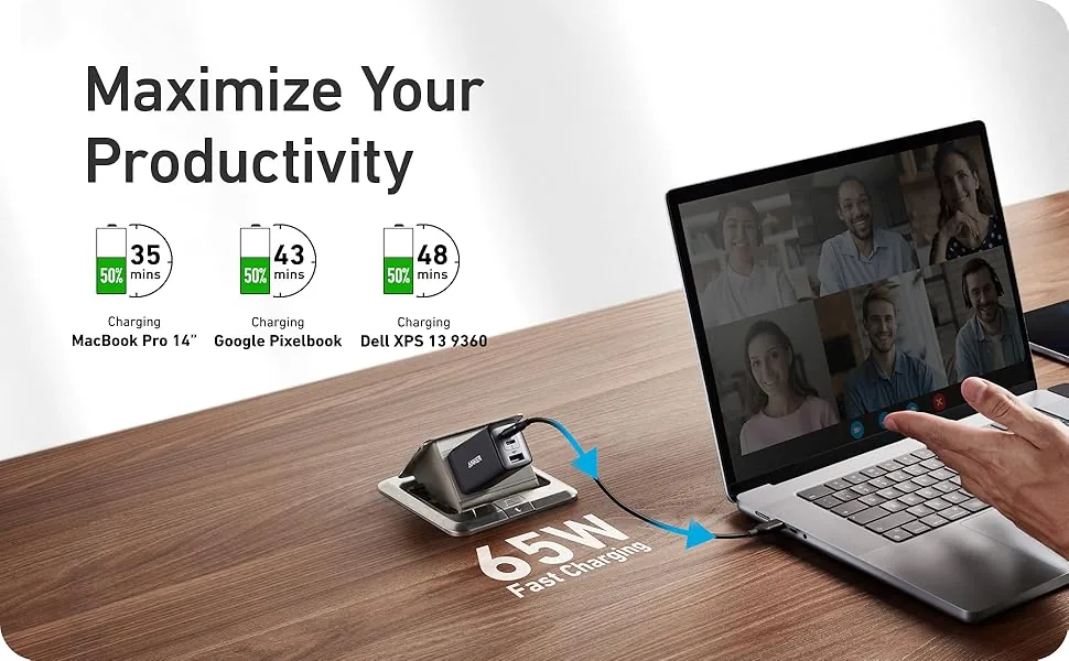 Anker A2667 GaN Multi-Head PD 65W Super Fast Charger For All Type-C Laptop Mobiles for Sale in Pakistan