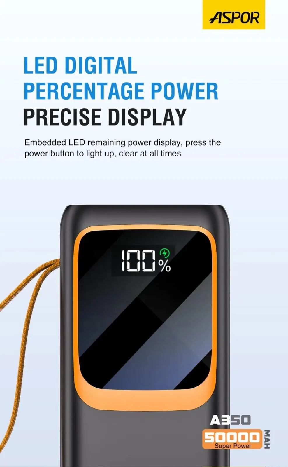 ASPOR A350 50000mAh Fast Charge Power Bank for Sale in Pakistan