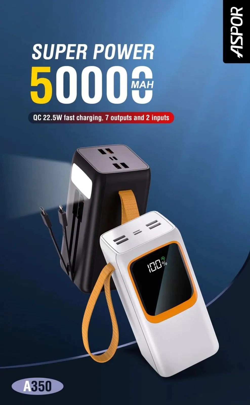 ASPOR A350 50000mAh Fast Charge Power Bank for Sale in Pakistan