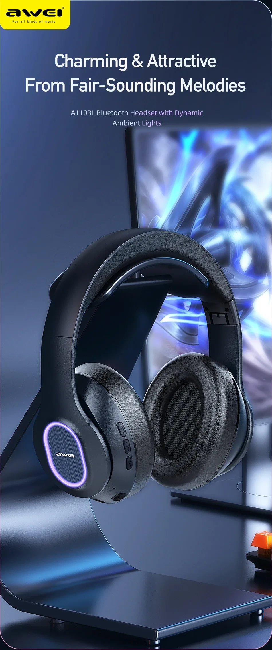 Awei A100BL Wireless Stereo Headphones for Sale in Pakistan