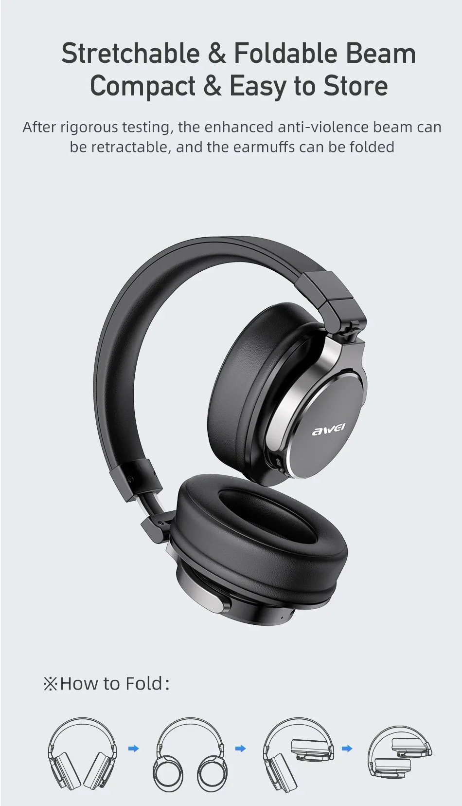 Awei A710BL ANC Noise Cancelling Headphone With Hi-Res Audio for Sale in Pakistan