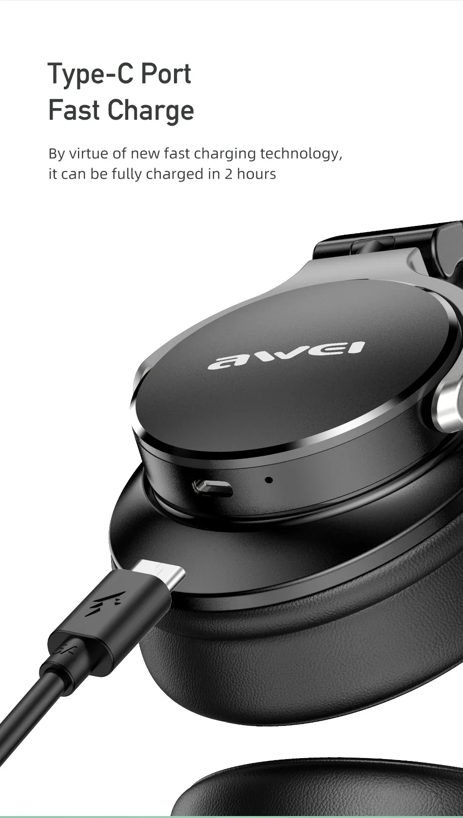 Awei A710BL ANC Noise Cancelling Headphone With Hi-Res Audio for Sale in Pakistan