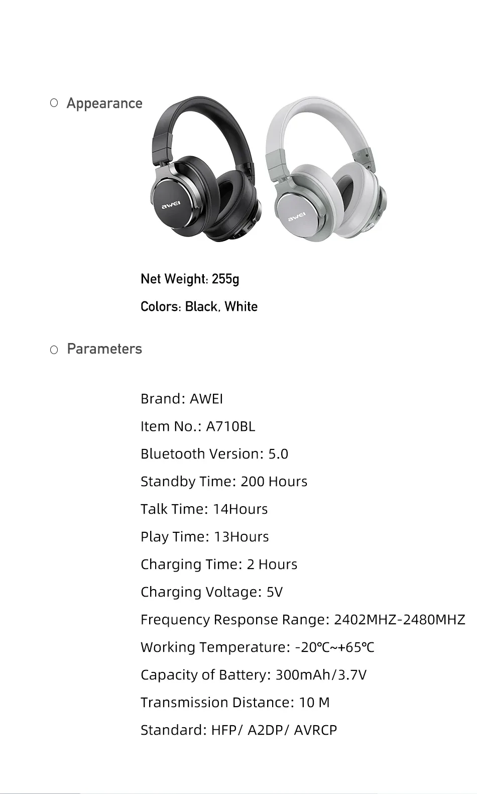 Awei A710BL ANC Noise Cancelling Headphone With Hi-Res Audio for Sale in Pakistan