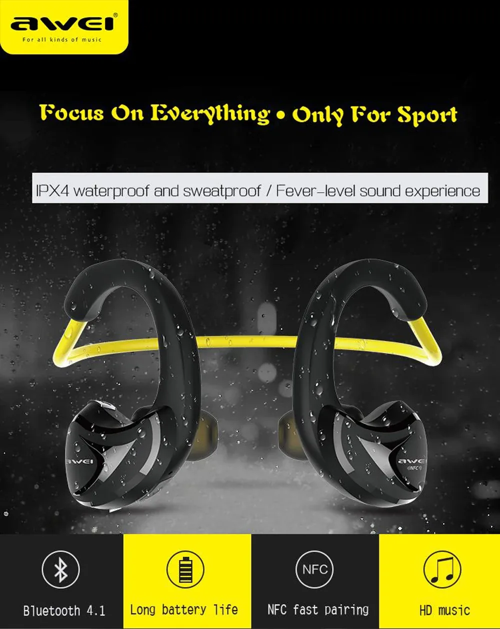 Awei A880BL Wireless Bluetooth Headset Gaming Earphones for Sale in Pakistan