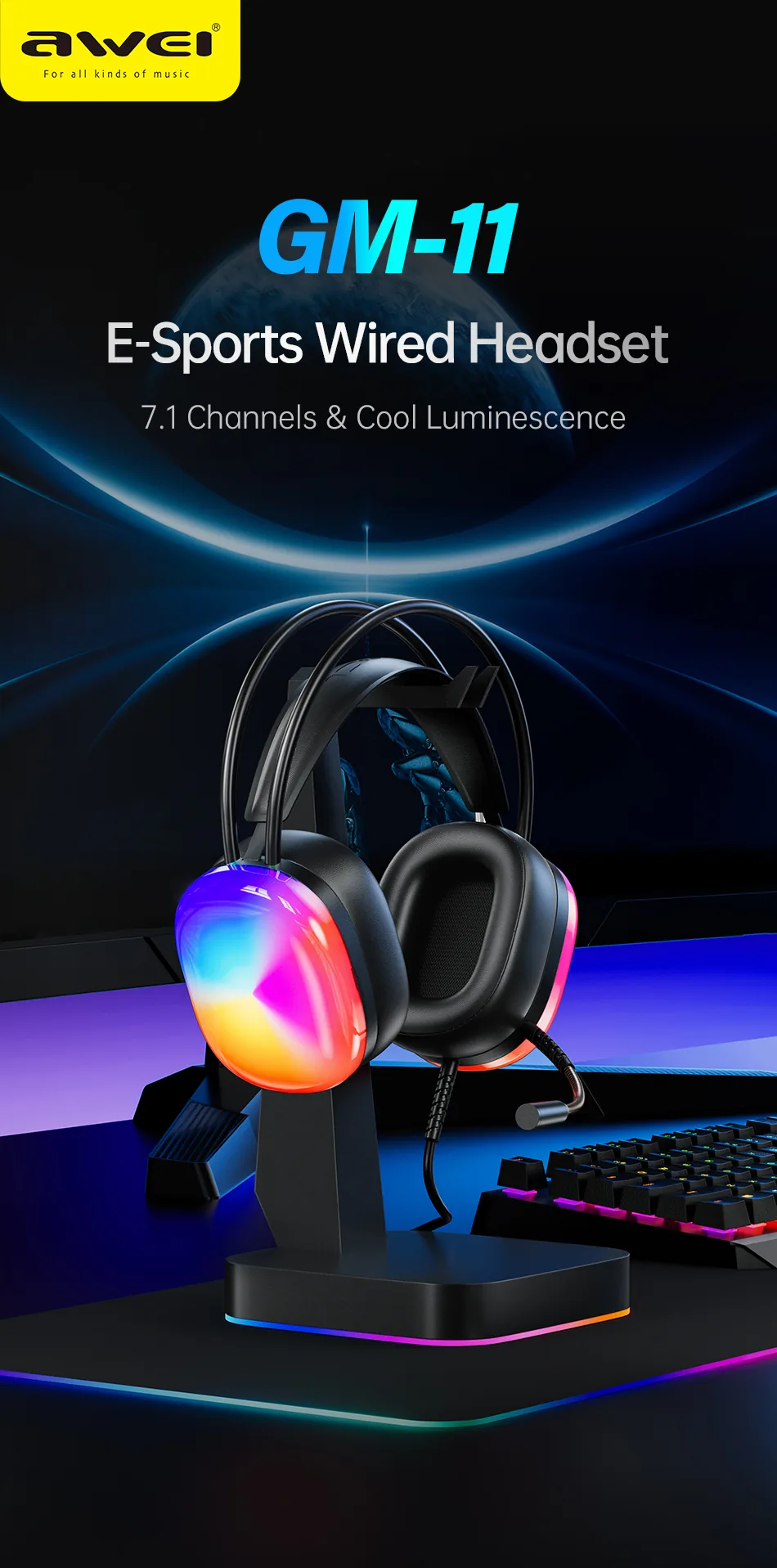 Awei GM-11 E-Sports Wired Gaming Headphones for Sale in Pakistan