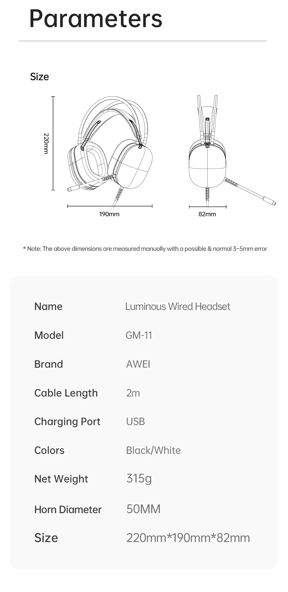Awei GM-11 E-Sports Wired Gaming Headphones for Sale in Pakistan
