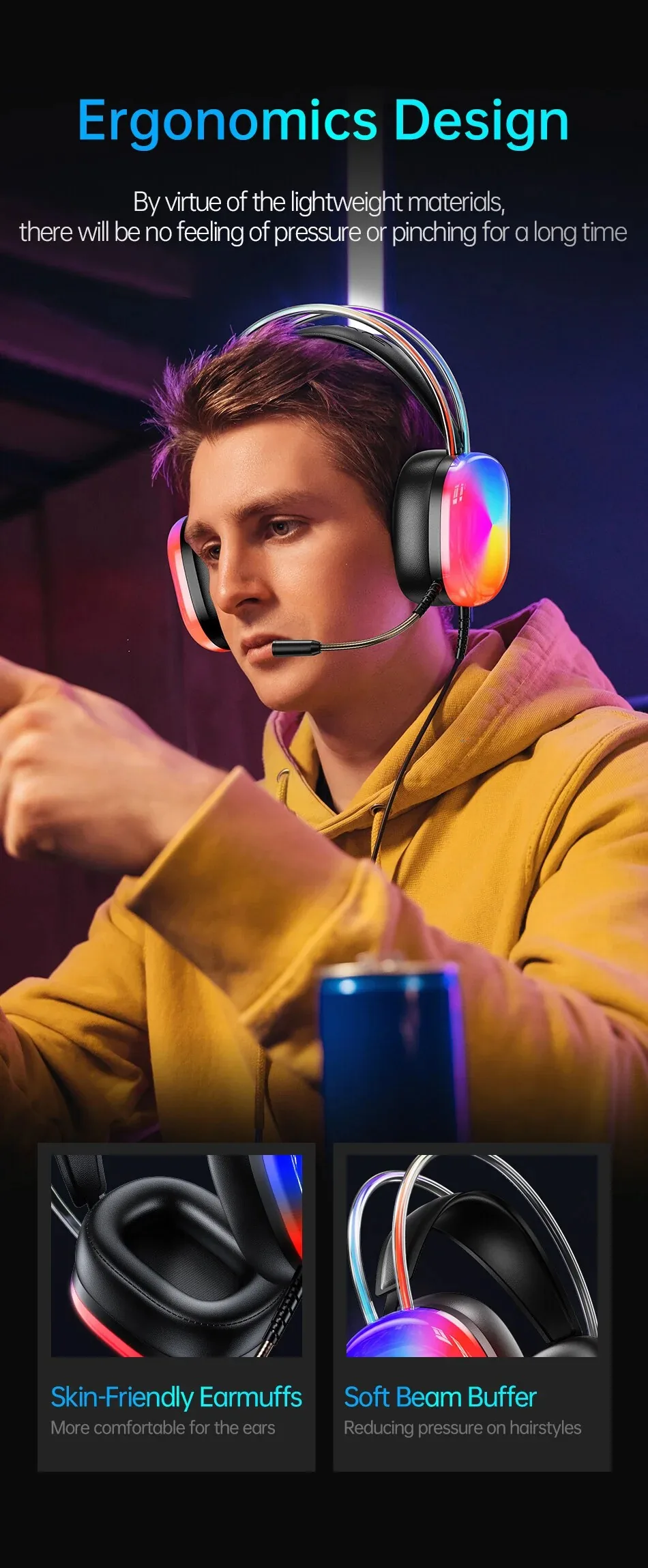 AWEI GM-11pro Colorful Light Gaming Headset – Black for Sale in Pakistan