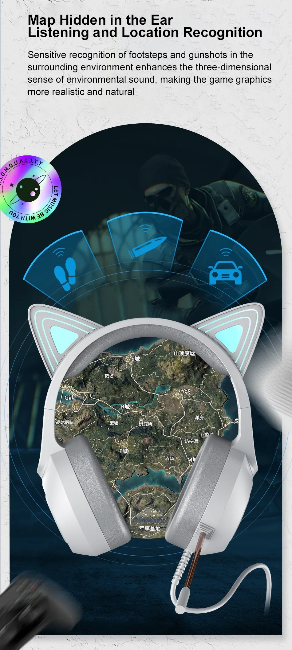 Awei GM-9 Flash Light Cat Ears Headphones with Microphone for Sale in Pakistan