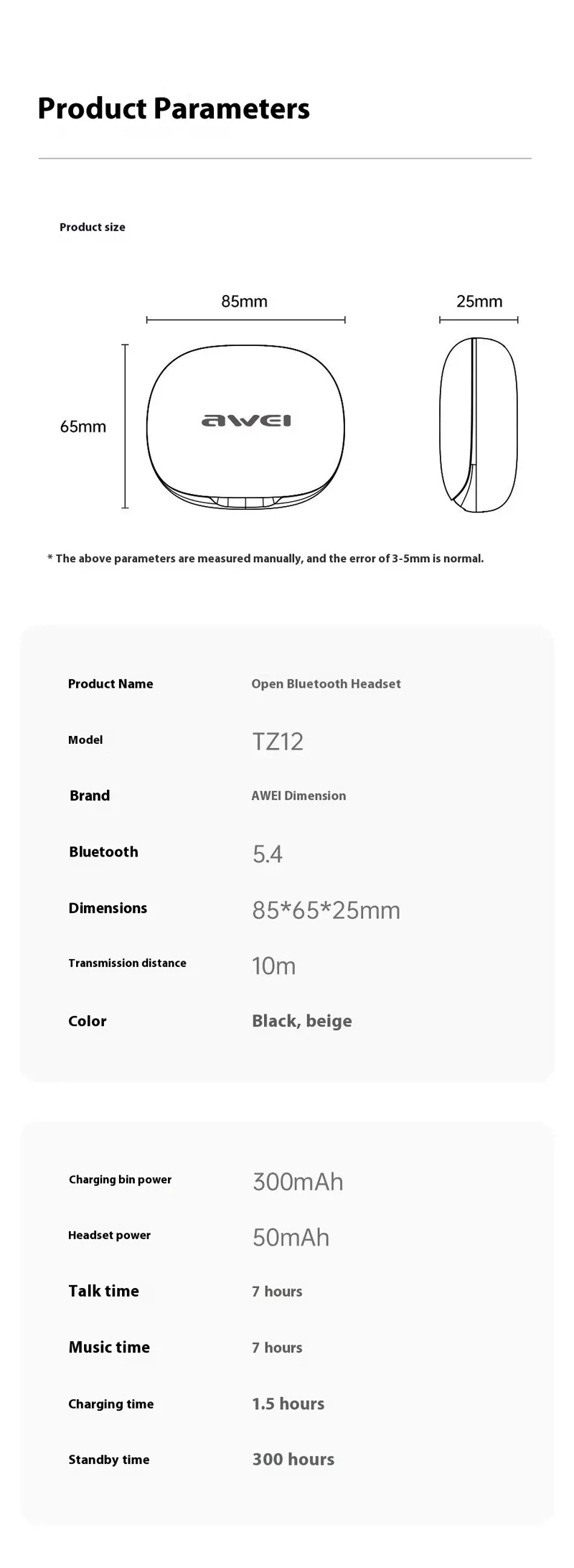 Awei OWS TZ12 Air Conduction Ear-hook Bluetooth Earphone for Sale in Pakistan