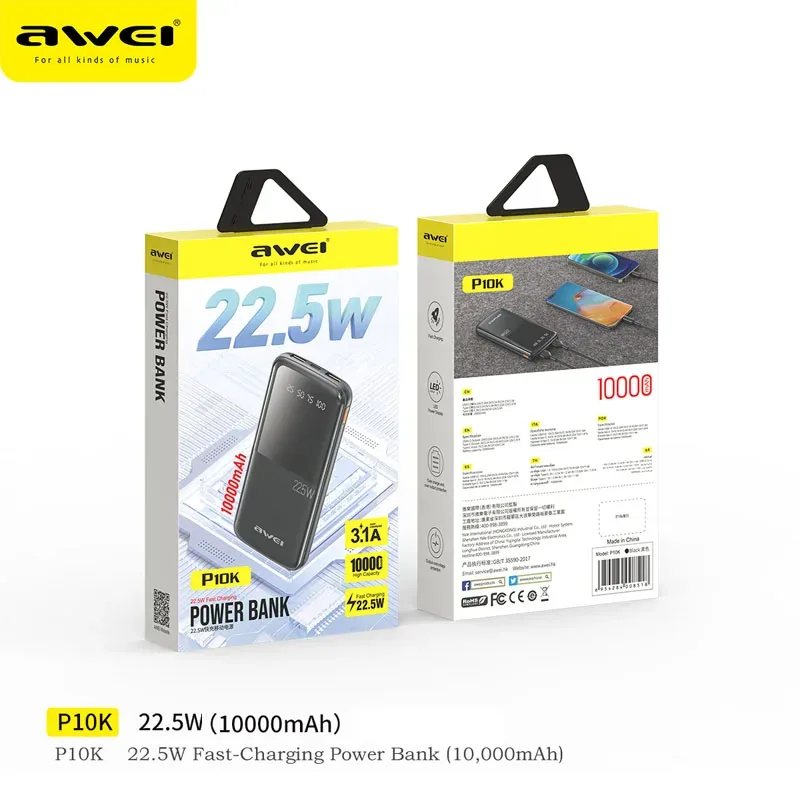 Awei P10K 3-in-1 Portable Power Bank 10000mAh for Sale in Pakistan