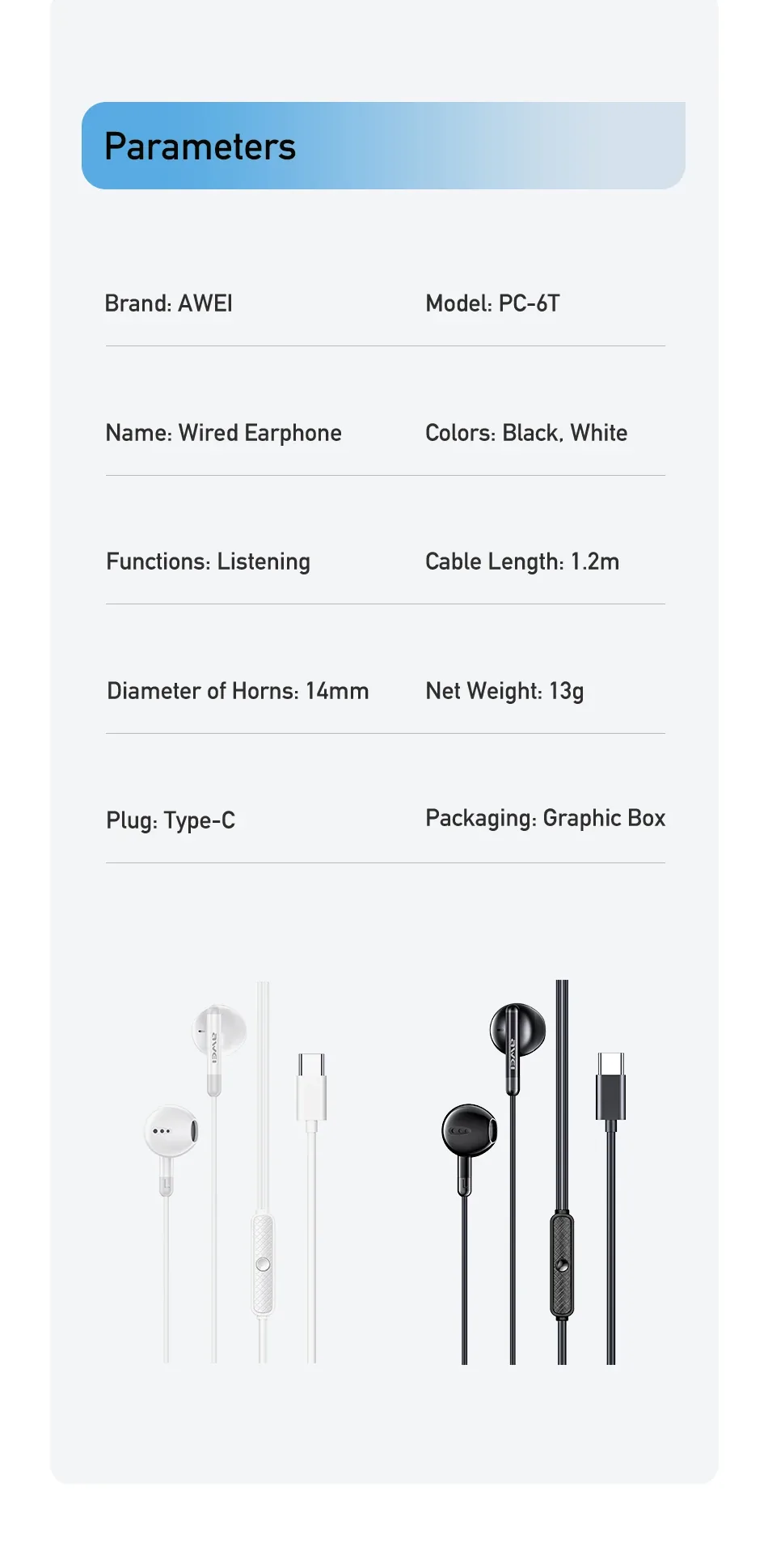 Awei PC-6/PC-6T Wired Earphones 3.5mm for Sale in Pakistan
