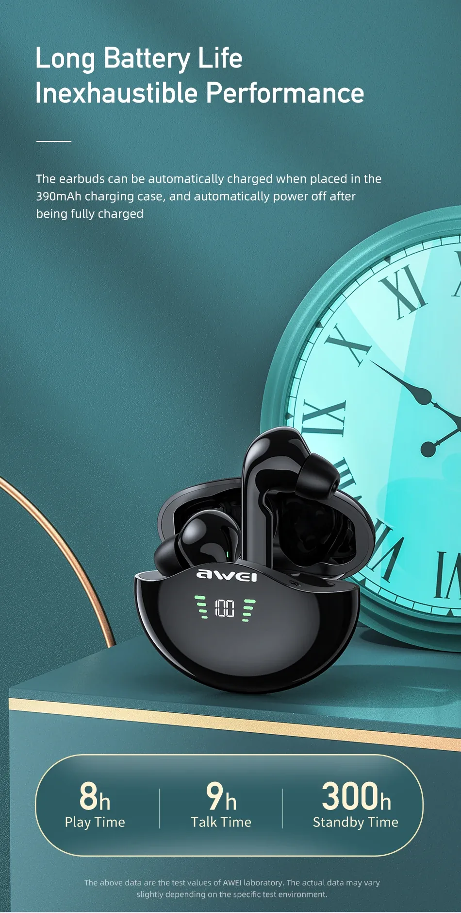 Awei T12P TWS Earphone Dual Dynamic Driver Wireless Bluetooth for Sale in Pakistan