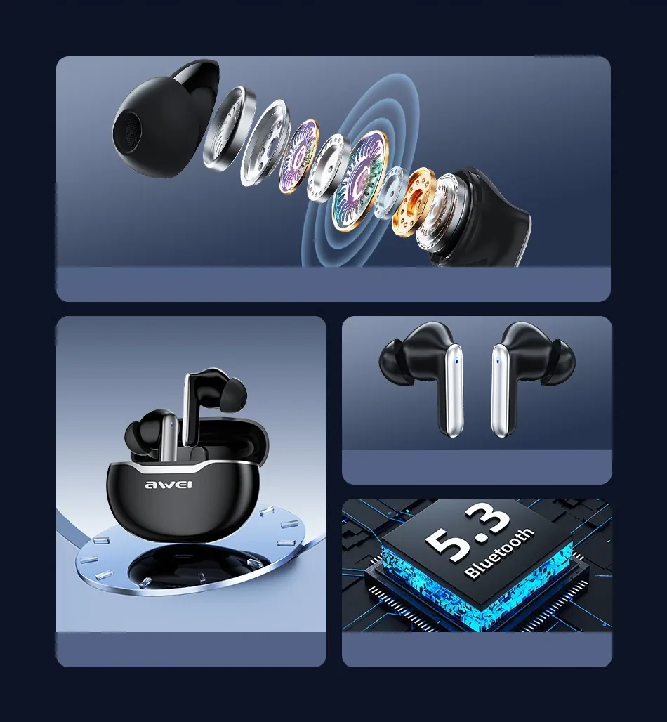 Awei T50 4-Mic ENC True Wireless Earbuds for Sale in Pakistan