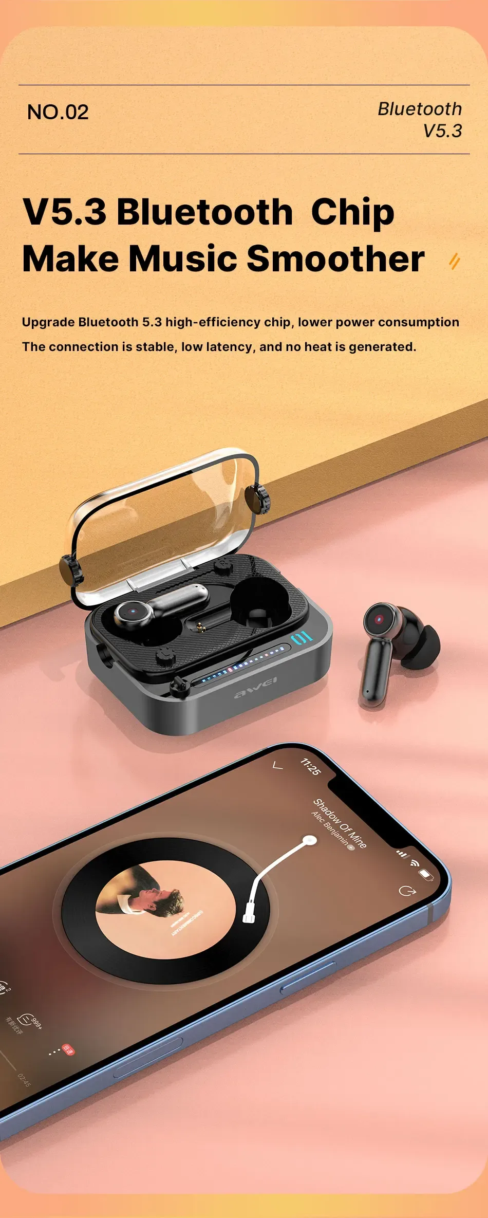 Awei T58 ANC V5.3 Wireless Bluetooth Earphones for Sale in Pakistan