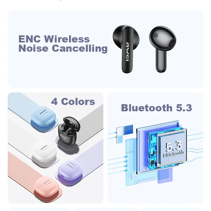 Awei T68 ENC Wireless Earbuds ENC V5.3 for Sale in Pakistan