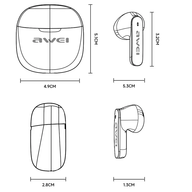 Awei T68 ENC Wireless Earbuds ENC V5.3 for Sale in Pakistan
