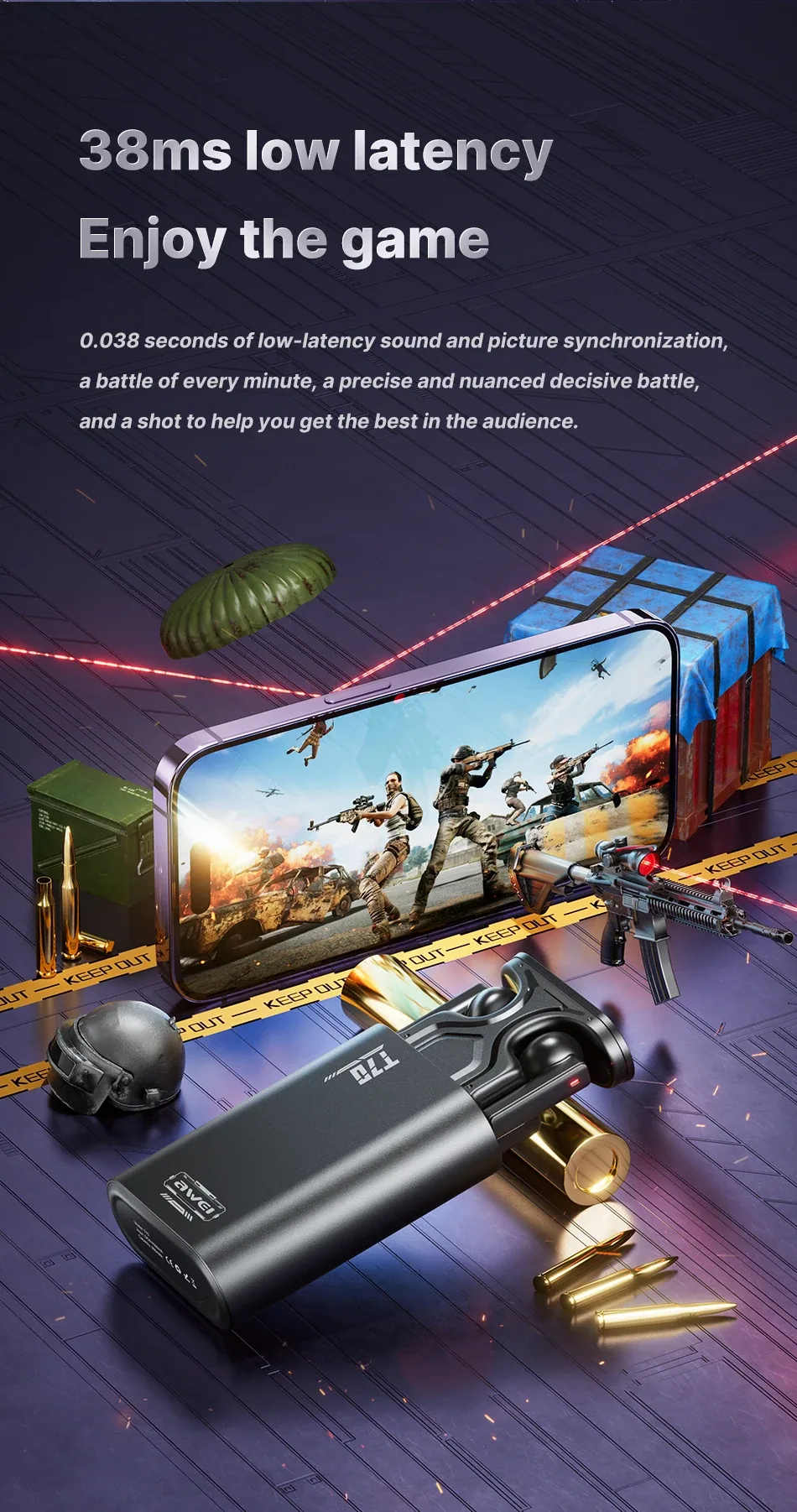 Awei T70 Touch Electric Lifting Wireless Earphones V5.3 for Sale in Pakistan