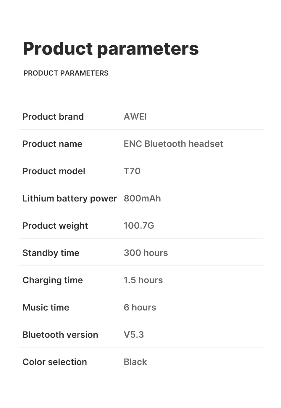 Awei T70 Touch Electric Lifting Wireless Earphones V5.3 for Sale in Pakistan