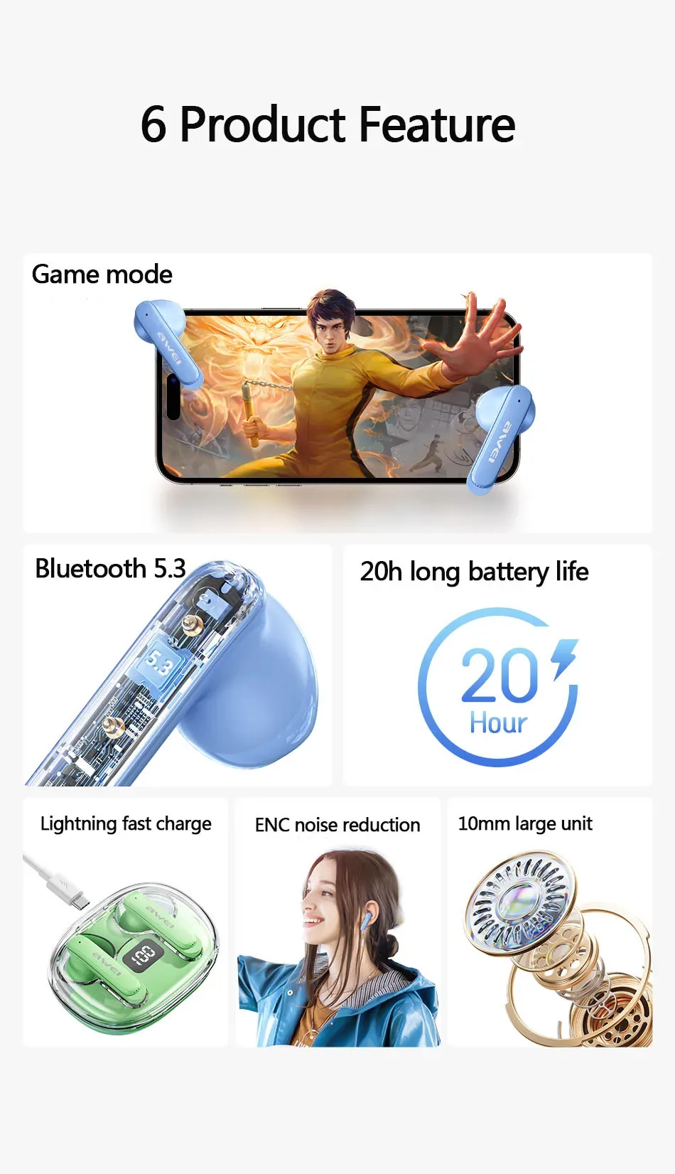 Awei T86 ENC Noise Canceling Wireless Earphones for Sale in Pakistan