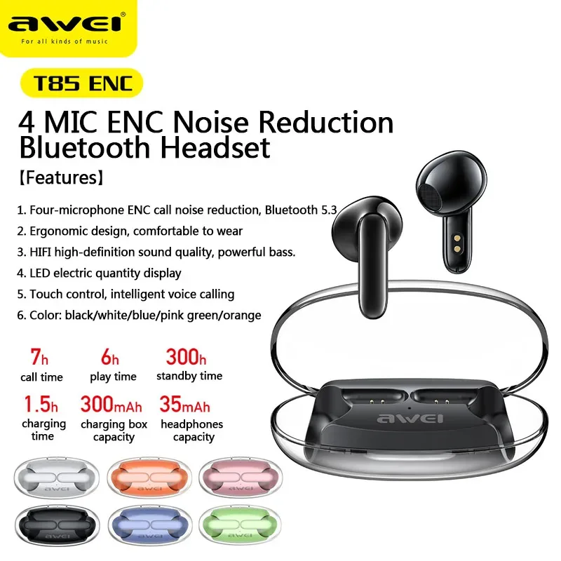 Awei T86 ENC Noise Canceling Wireless Earphones for Sale in Pakistan