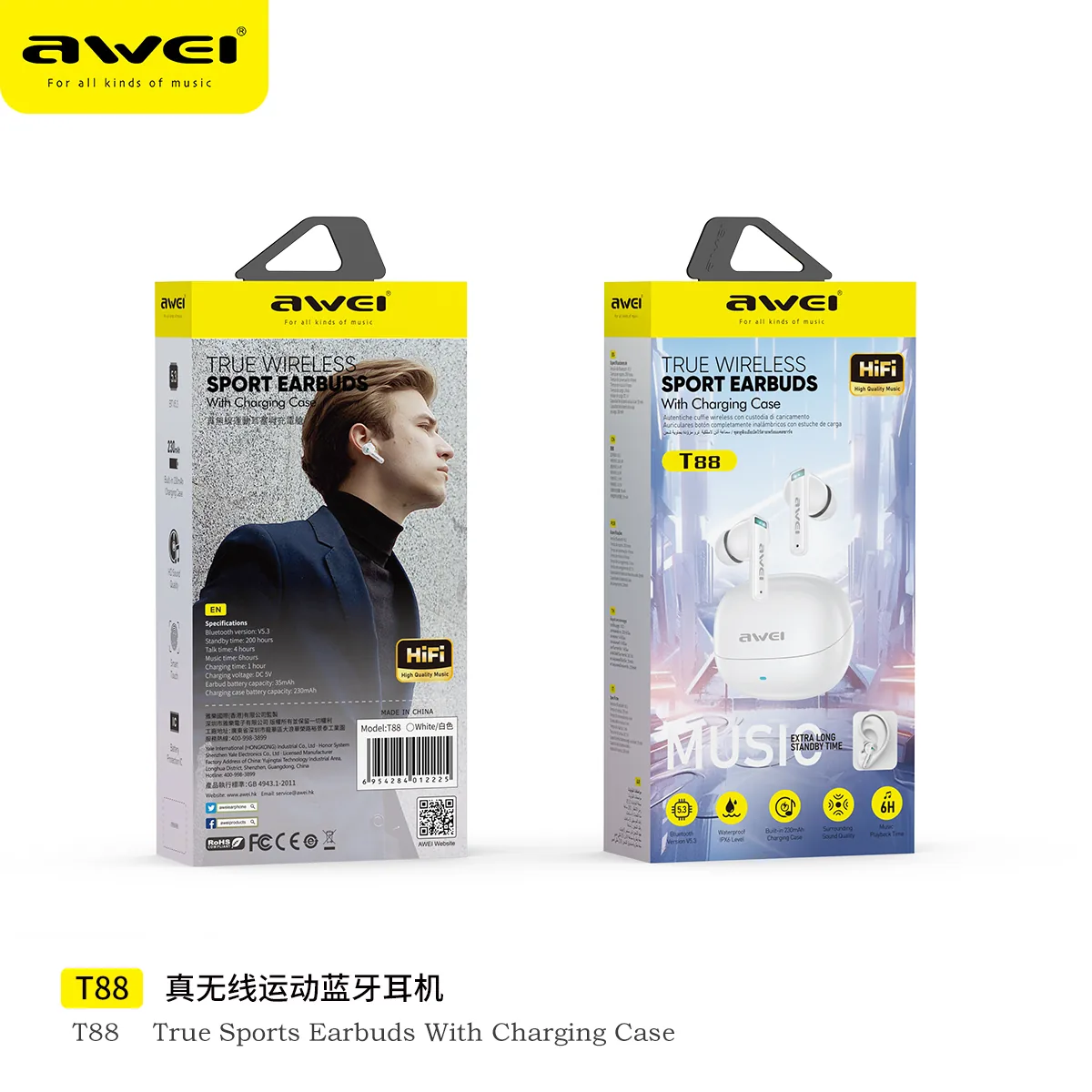 Awei T88 True Wireless Bluetooth Earphone for Sale in Pakistan