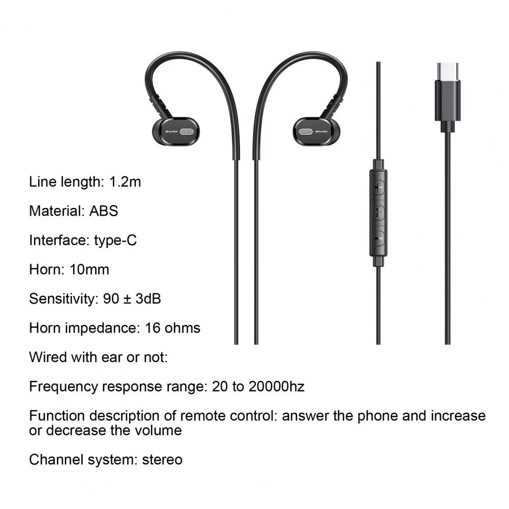 Awei TC-6 Wired Earphone Type-C Handsfree for Sale in Pakistan