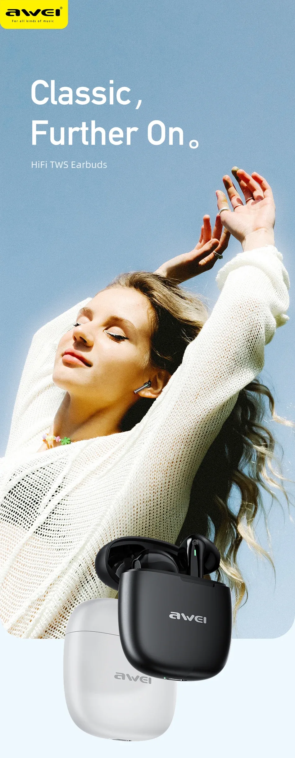 Awei Tws T26 Pro Wireless Bluetooth Earbuds V5.3 for Sale in Pakistan