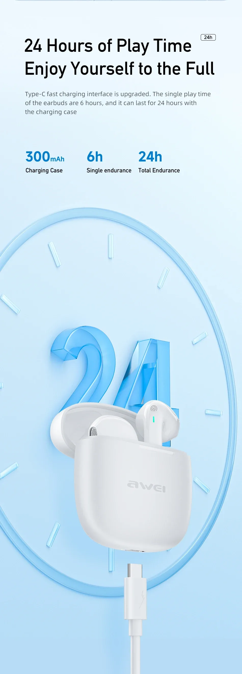 Awei Tws T26 Pro Wireless Bluetooth Earbuds V5.3 for Sale in Pakistan