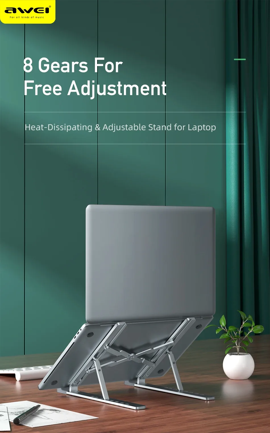 Awei X26 Portable Multi-function Aluminum Stand For Laptop Tablet for Sale in Pakistan