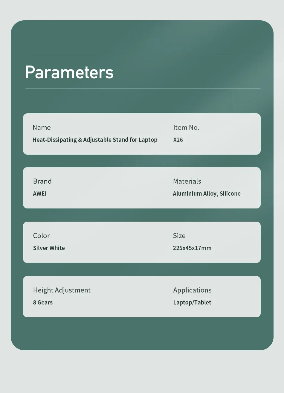 Awei X26 Portable Multi-function Aluminum Stand For Laptop Tablet for Sale in Pakistan