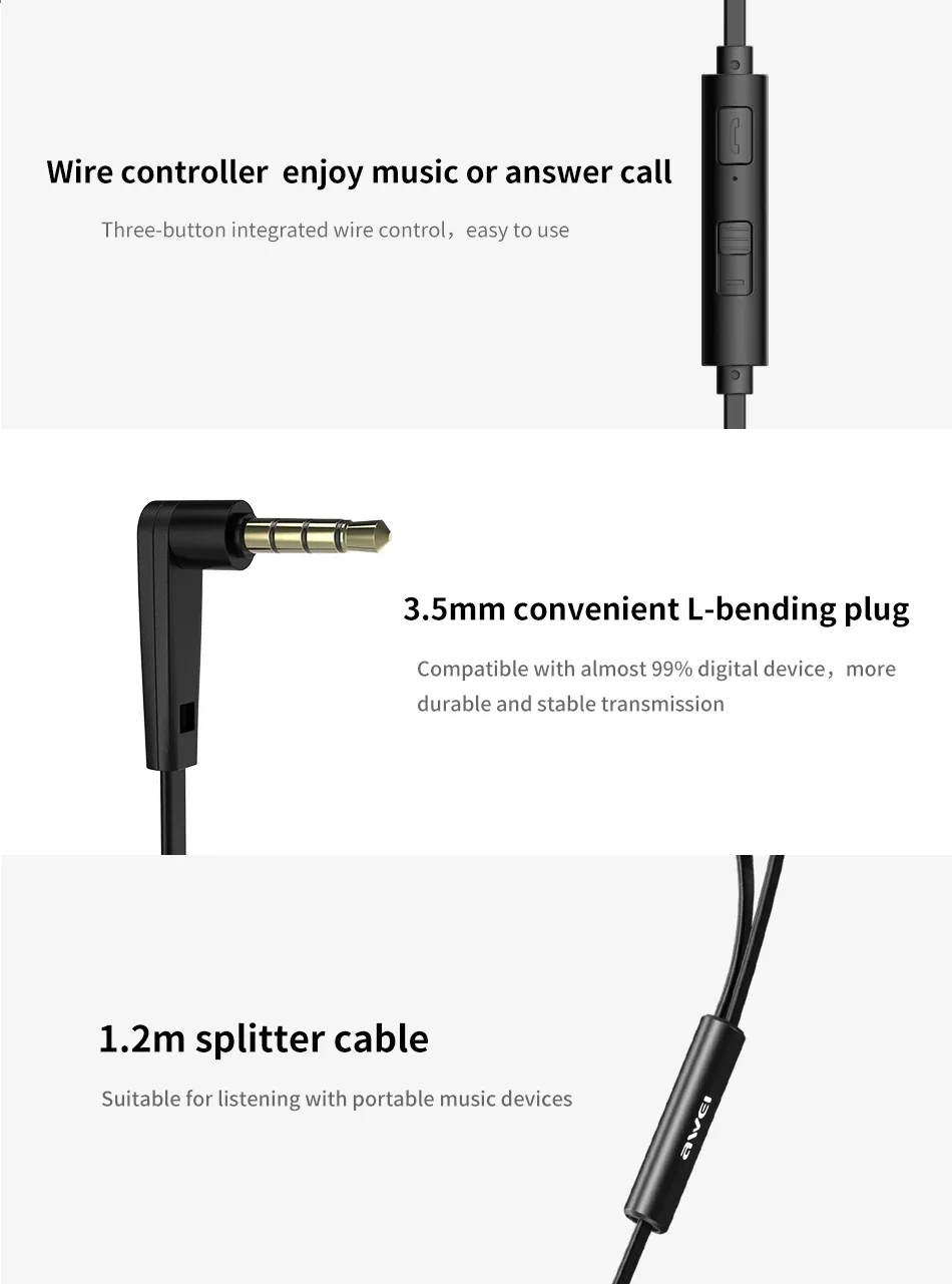 Awei Z1 Sports Earphone With Dual Dynamic Drives Black for Sale in Pakistan