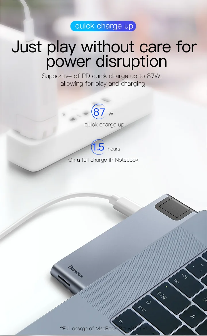 Baseus 7-in-1 Dual USB-C Thunderbolt Hub For MacBook Pro-CAHUB-L0G for Sale in Pakistan