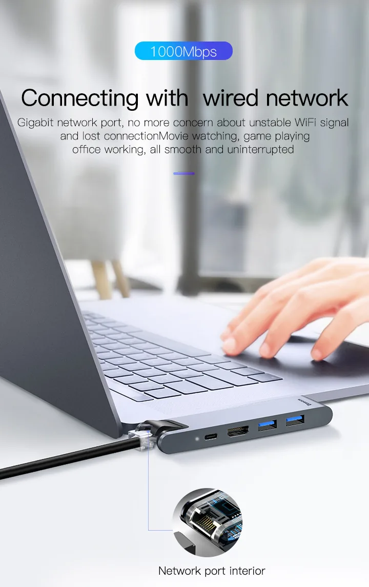 Baseus 7-in-1 Dual USB-C Thunderbolt Hub For MacBook Pro-CAHUB-L0G for Sale in Pakistan