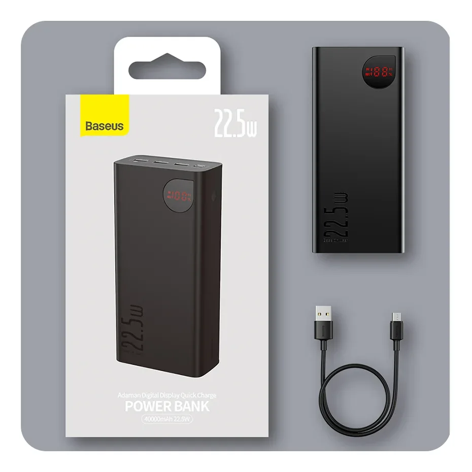 Baseus Adaman Digital Display Fast Charge Power Bank 40000mAh 22.5W Black for Sale in Pakistan