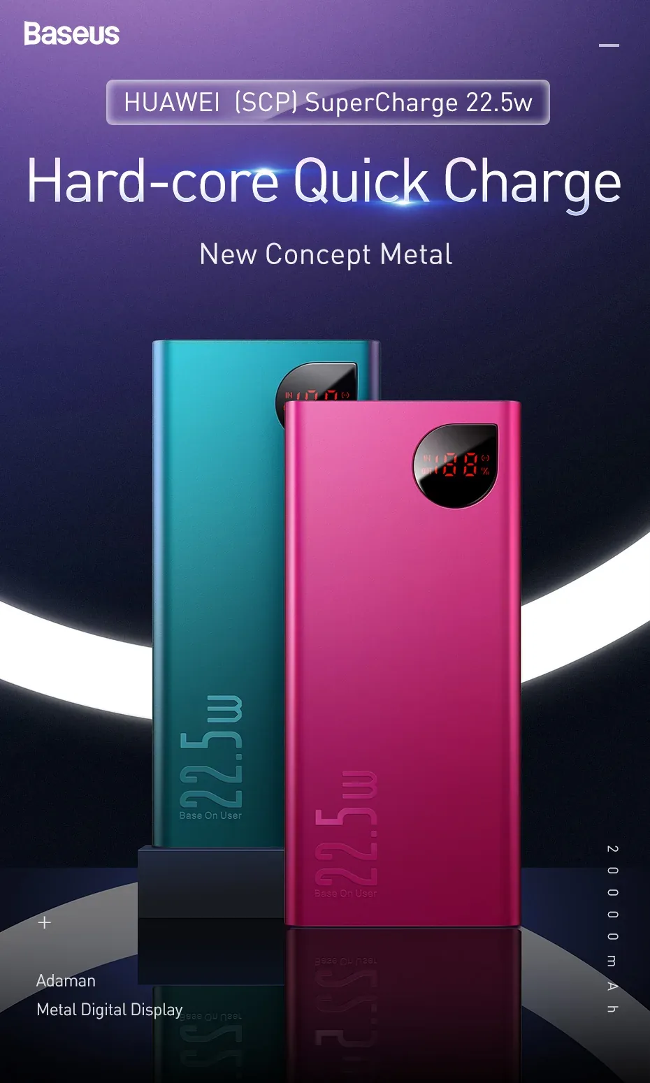 Baseus Adaman Metal Digital  Display Quick Charge Power Bank 20000mAh 22.5W for Sale in Pakistan