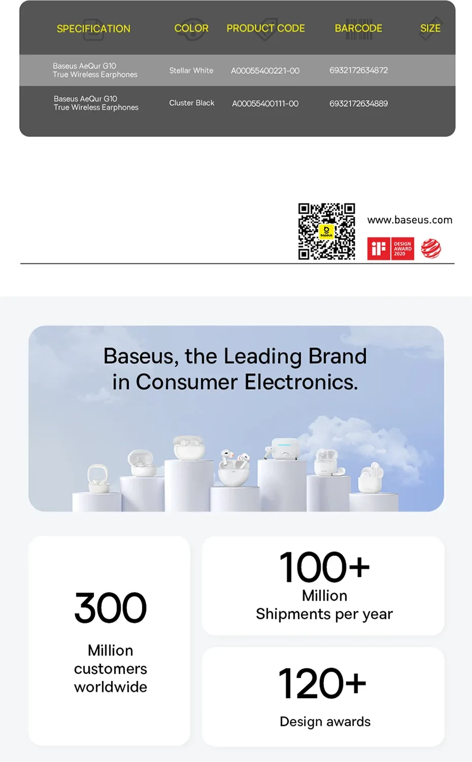 Baseus AeQur G10 True Wireless Earphones Cluster Black for Sale in Pakistan