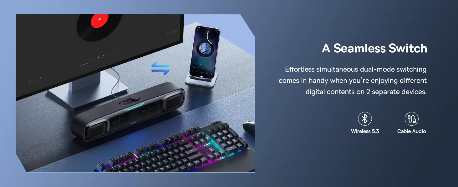 Baseus AeQur Series DS10 Desktop Mini Soundbar Bluetooth Speaker – Black for Sale in Pakistan