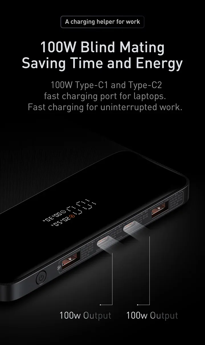 Baseus Blade Power Digital Display Fast Charging Power bank 20000mAh 100W Black for Sale in Pakistan