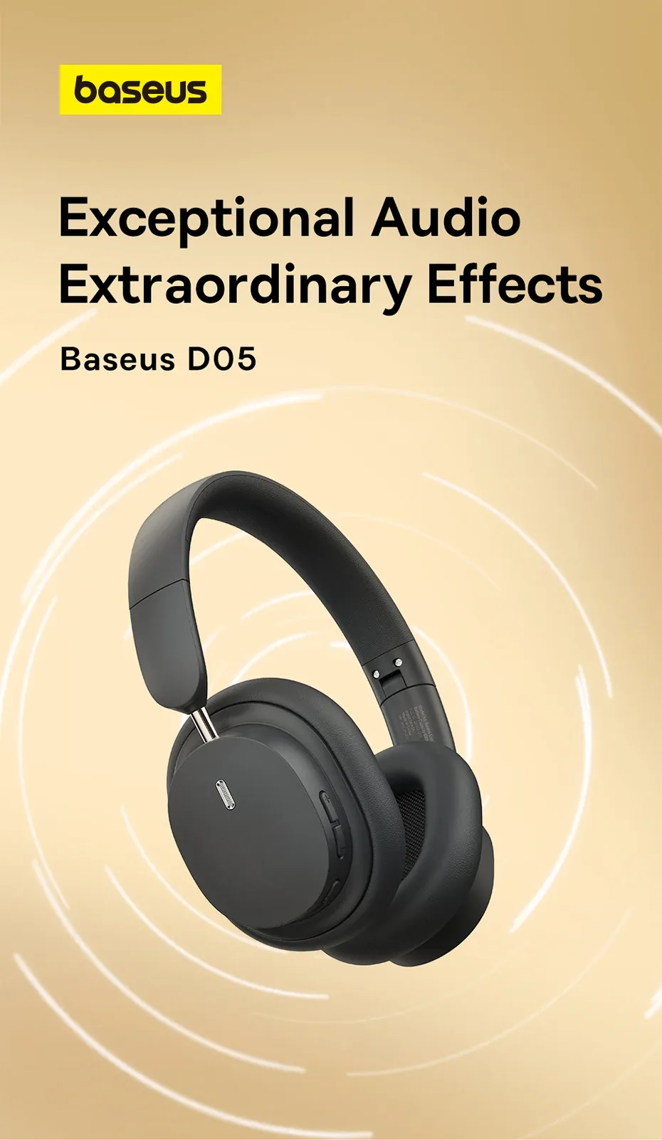 Baseus Bowie D05 Wireless Headphone Bluetooth 5.3 Earphone HIFI Stereo Headset 40mm Driver Foldable Over Ear Headphone 70H Time for Sale in Pakistan