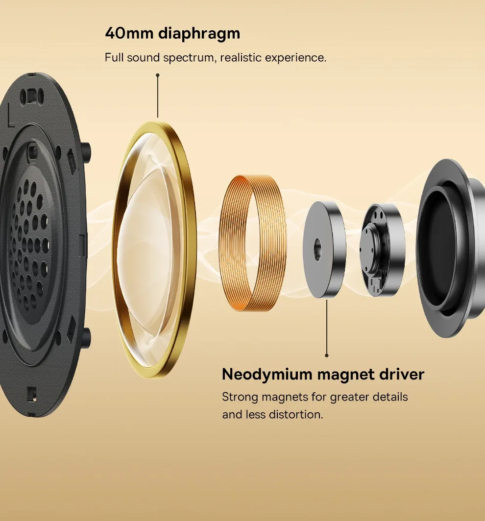 Baseus Bowie D05 Wireless Headphone Bluetooth 5.3 Earphone HIFI Stereo Headset 40mm Driver Foldable Over Ear Headphone 70H Time for Sale in Pakistan