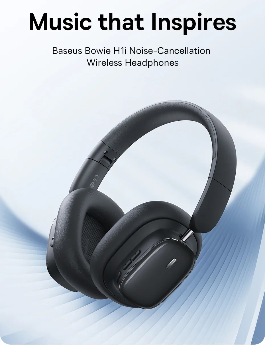 Baseus Bowie H1i Noise Cancellation Wireless Headphones Cluster Black for Sale in Pakistan