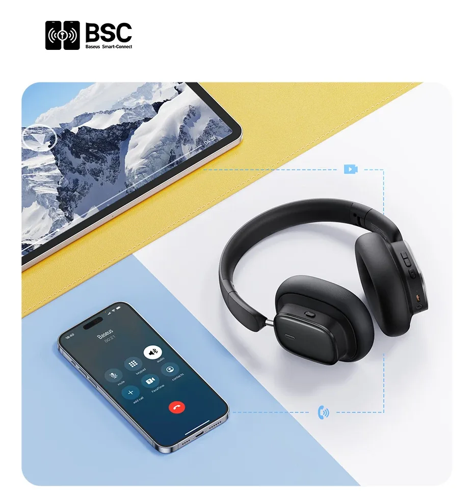 Baseus Bowie H1i Noise Cancellation Wireless Headphones Cluster Black for Sale in Pakistan