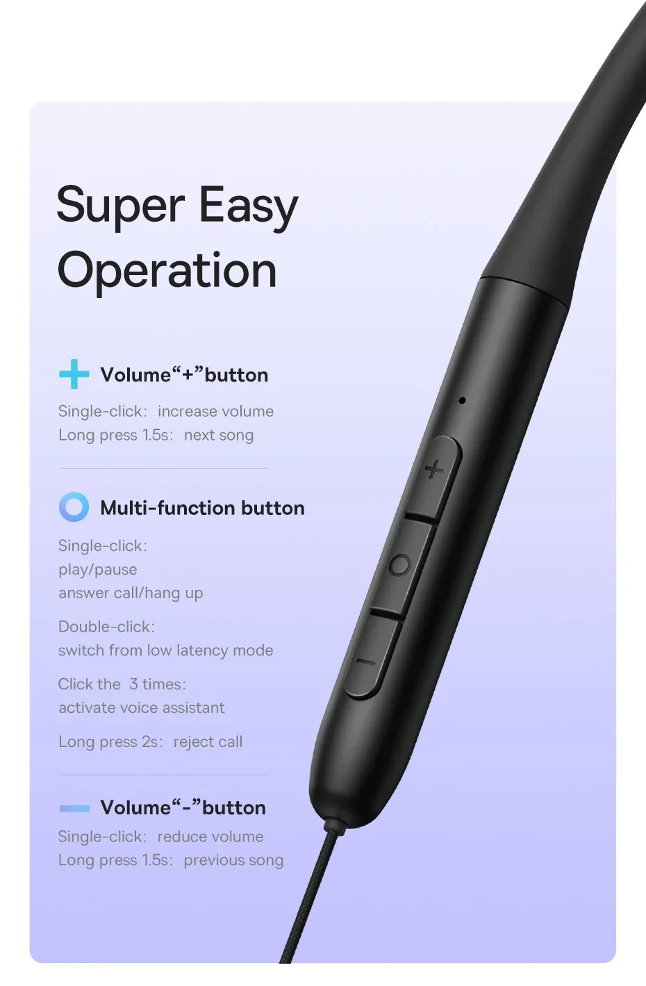 Baseus Bowie P1x In-ear Neckband Wireless Earphones Black for Sale in Pakistan