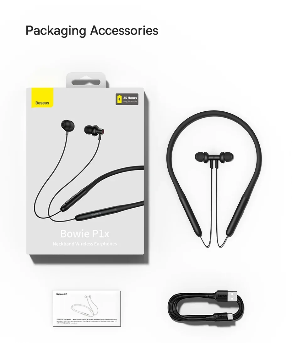 Baseus Bowie P1x In-ear Neckband Wireless Earphones Black for Sale in Pakistan