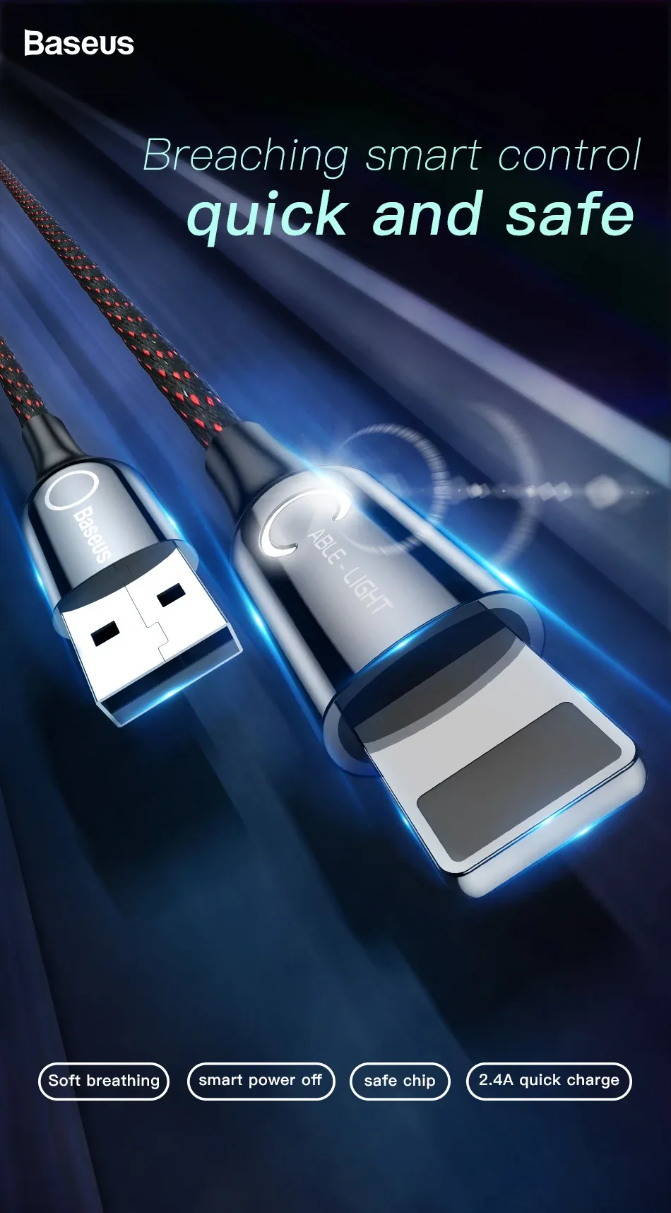 Baseus C-Shaped Light Intelligent Power-Off Cable – CALCD-01 for Sale in Pakistan