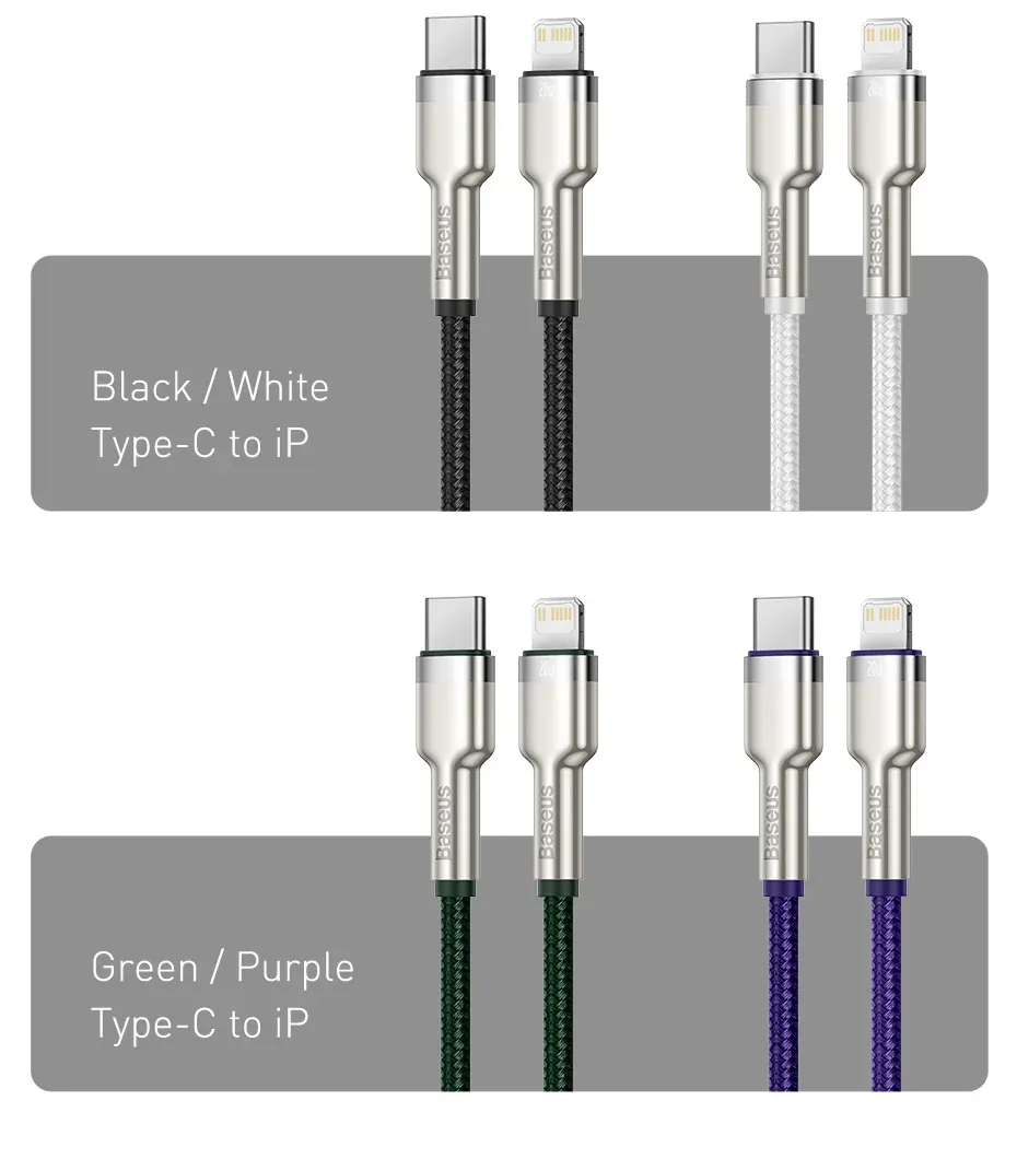 Baseus Cafule Series Metal Data Cable Type-C to iPhone PD 20W 1m Black for Sale in Pakistan