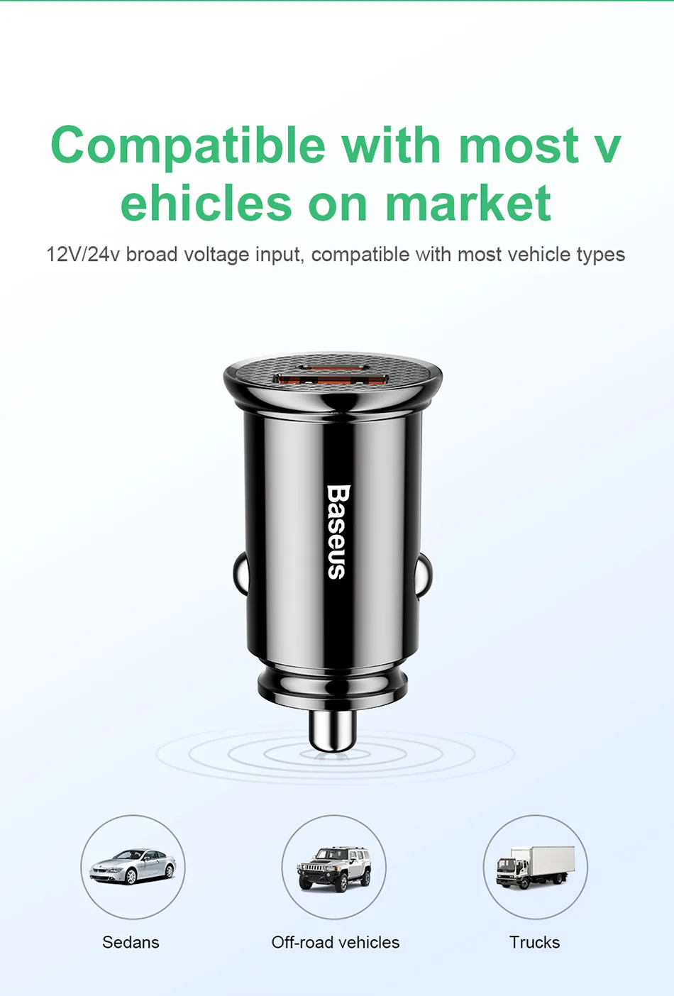 Baseus Circular Plastic A+C 30W PPS Car Charger Black for Sale in Pakistan