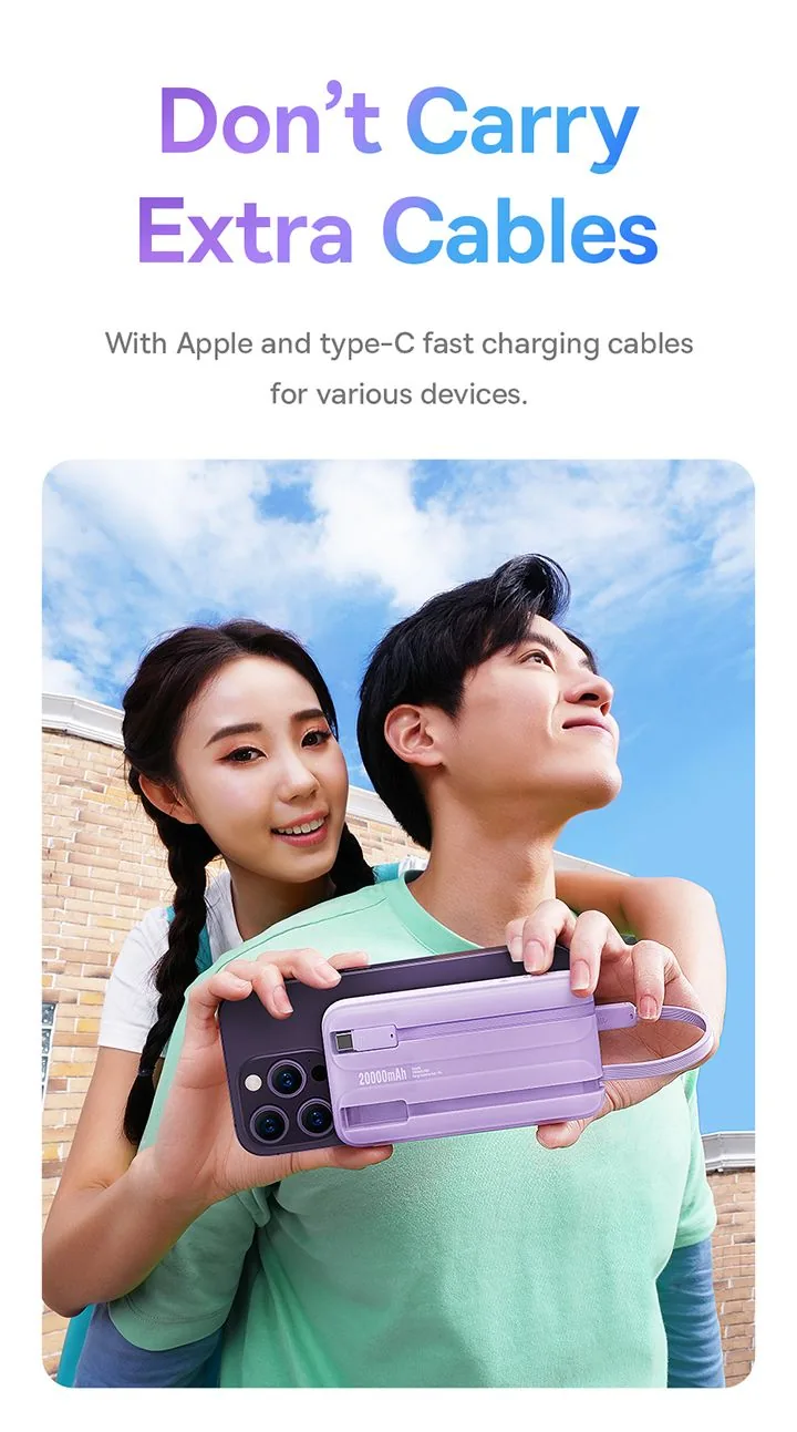 Baseus Comet Series Dual-Cable Digital Display Fast Charge Power Bank 10000mAh 22.5W Black for Sale in Pakistan