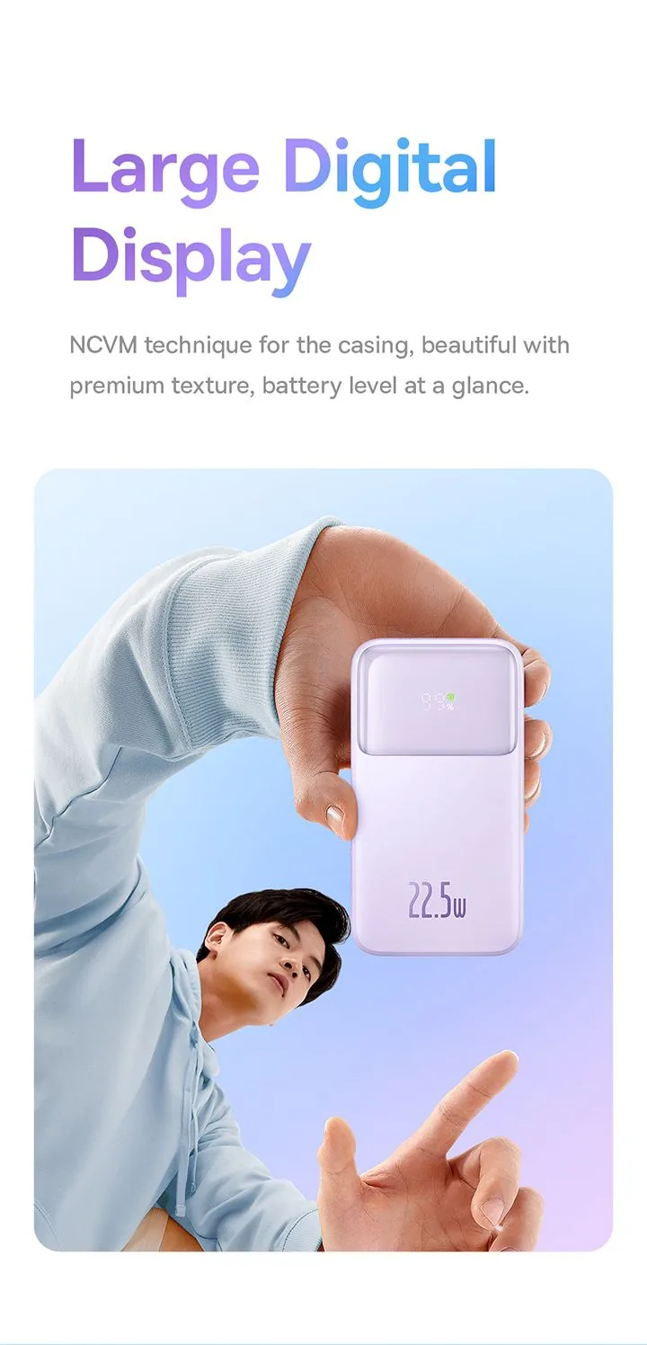 Baseus Comet Series Dual-Cable Digital Display Fast Charge Power Bank 10000mAh 22.5W Black for Sale in Pakistan